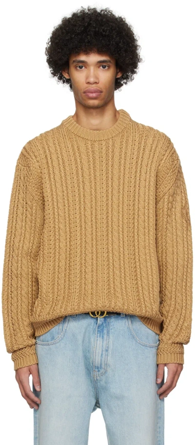 Bally Brown Embroidered Sweater In Deserto 50