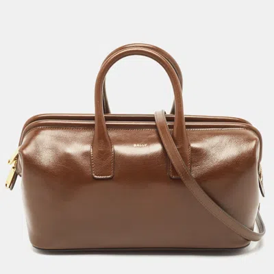 Pre-owned Bally Brown Glaze Leather Small Belle Boston Bag