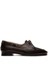 Bally Apron Toe Stacked Heel Loafers With Eyelet Detailing In Brown