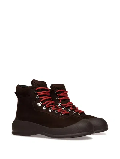Bally Brown Protective Rubber Cap Suede Ankle Boots In Orange
