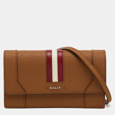 Pre-owned Bally Brown Saffiano Leather Stafford Flap Crossbody Bag