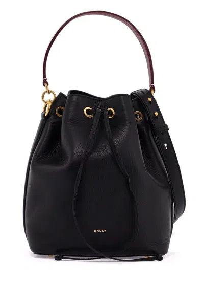 Bally Bucket Bag With Drawstring Closure In Black+oro (black)