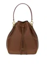Bally Drawstring Leather Bucket Bag In Brown