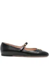 Bally Buckle-detail Leather Ballerina Flats In Black