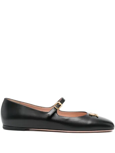 Bally Buckle-detail Leather Ballerina Flats In Black