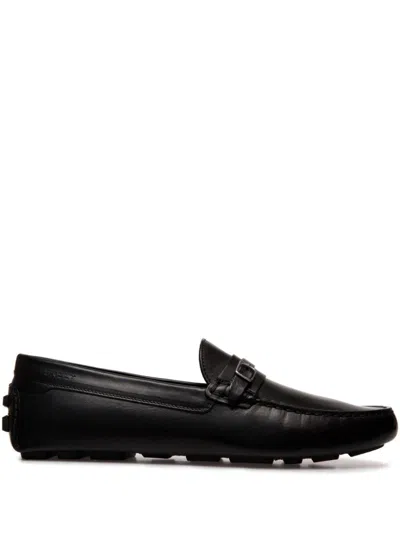 Bally Buckle-embellished Leather Loafers In Black