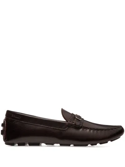 Bally Buckle-embellished Leather Loafers In Brown