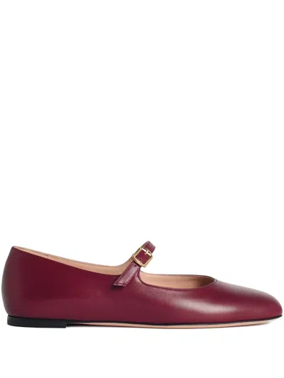 Bally Buckle-strap Leather Ballet Flats In Burgundy