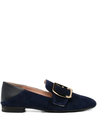 Bally Buckle Strap Loafers In Blue