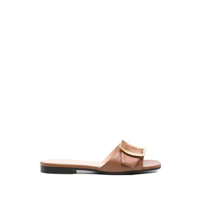 Bally Buckle-detail Calf Leather Flat In Brown