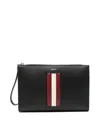 Bally Color Block Leather Rectangular Clutch Bag In Black