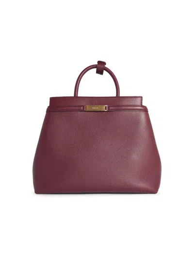 Bally Burgundy Leather Deco' Bag In White