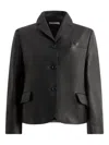 Bally Button Leather Blazer In Black