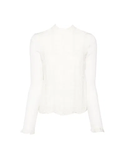 Bally Button-back Ruffled Shirt In White