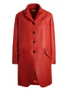 Bally Buttoned Leather Coat In Red