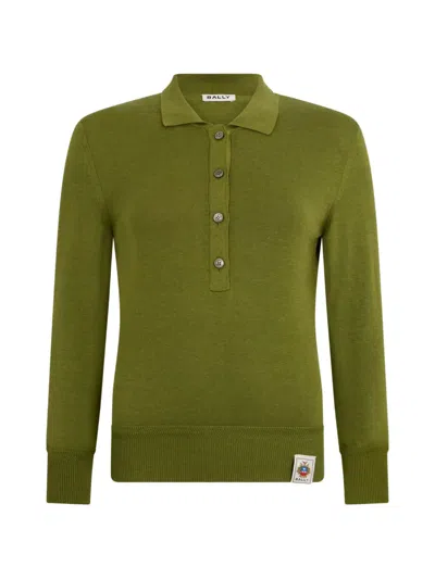 Bally Buttoned Logo-detail Polo Top In Green