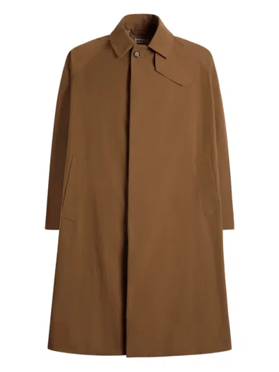 Bally Buttoned Trench Coat In Brown