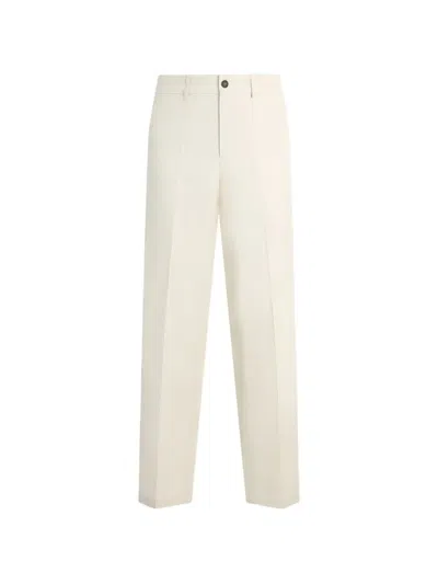 Bally Button-fastening Pleated Cotton Chino Trousers In White
