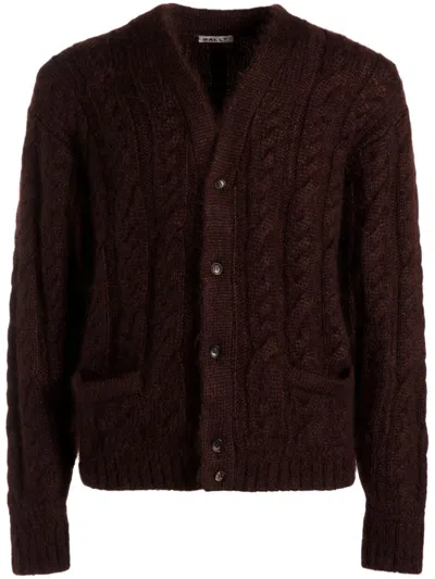 Bally Cable-knit Cardigan In Brown