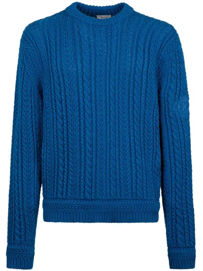 Bally Cable-knit Cotton Jumper In Blue