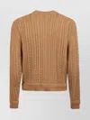 BALLY CABLE KNIT CREWNECK SWEATER WITH RIBBED FINISH
