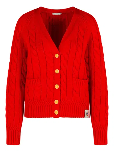 BALLY CABLE-KNIT PATCH-POCKET CARDIGAN