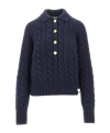 Bally L Cable Knit Sweater In Blue