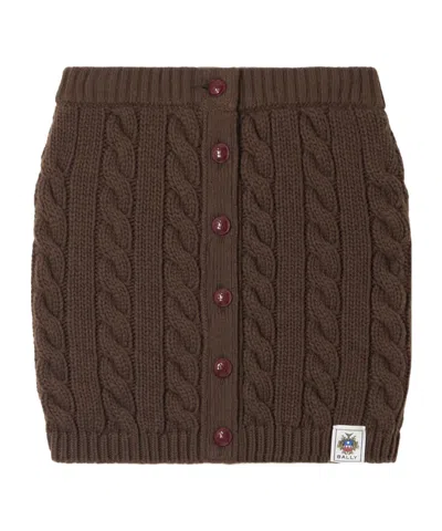Bally Cable-knit Wool Mini Skirt In Brown