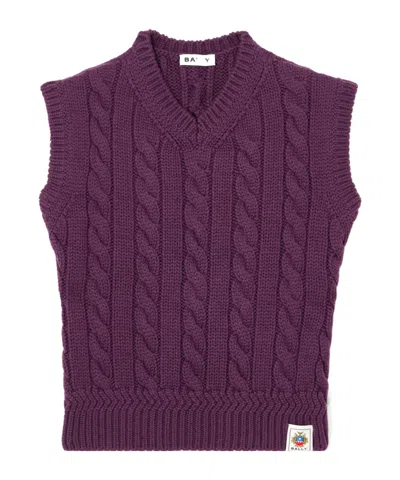 Bally Cable-knit V-neck Top In Purple