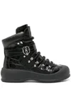 Bally Calf-embossed Ankle Boots With Lace-up Closure In Black