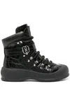 Bally Calf-embossed Ankle Boots With Lace-up Closure In Black