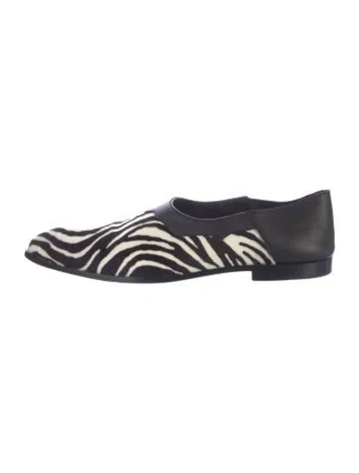 Pre-owned Bally Calf Hair Animal Print Loafers In Blue
