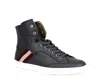Bally Mens Dark Grey Calf Leather Hi-top Sneaker With Red Beige Oldani.o-225 In Grey
