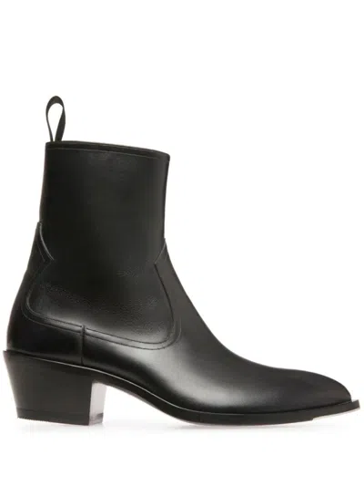 Bally Calf Plain Bootie In Black