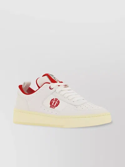 Bally Calfskin Color Block Sneakers With Contrast Sole In White