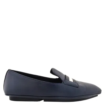 Bally Caly Leather Loafers In Blue