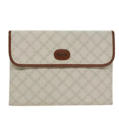 Pre-owned Bally Canvas Clutch Bag () In White