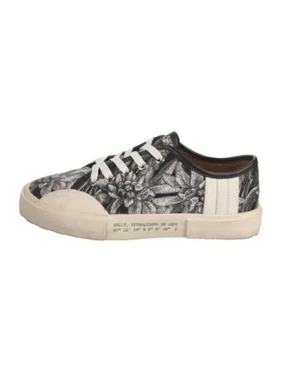 Pre-owned Bally Canvas Floral Print Sneakers In Black