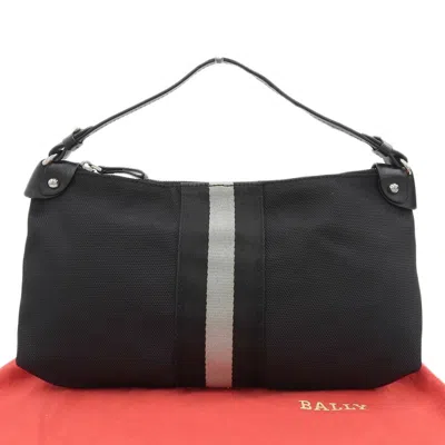 Bally Canvas Leather Shoulder Bag Black