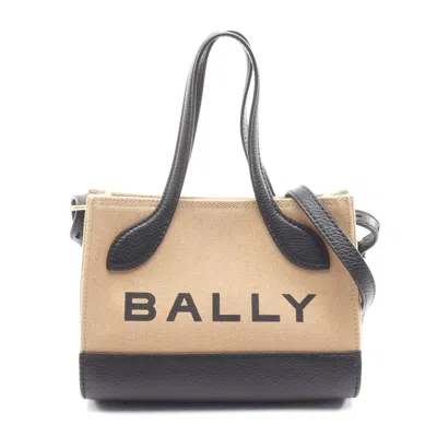 Bally Canvas Leather Tote Bag In Neutral