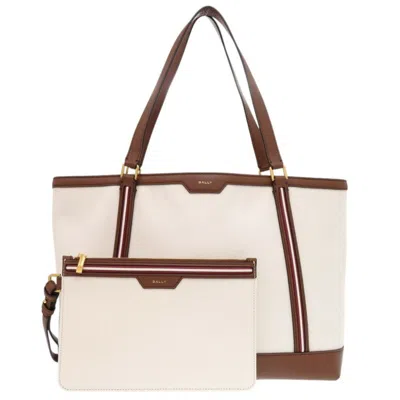 Pre-owned Bally Canvas Leather Tote Bag () In Sand
