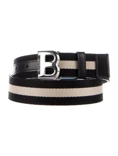 Pre-owned Bally Canvas Leather Trim Embellishment Belt Kit In Black