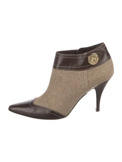 Pre-owned Bally Canvas Leather Trim Embellishment Pumps In Brown