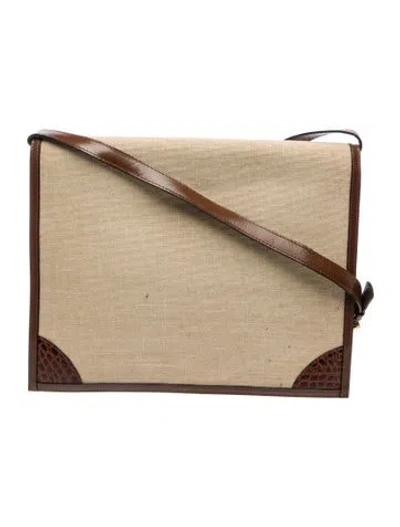 Pre-owned Bally Canvas Messenger Bag In Neutral