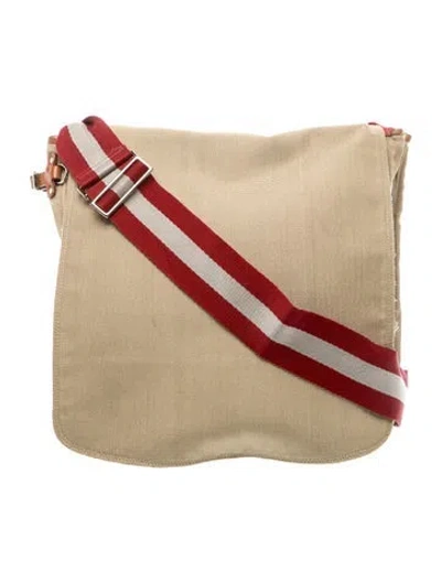 Pre-owned Bally Canvas Messenger Bag In Neutral