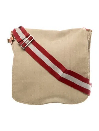 Pre-owned Bally Canvas Messenger Bag In Neutrals