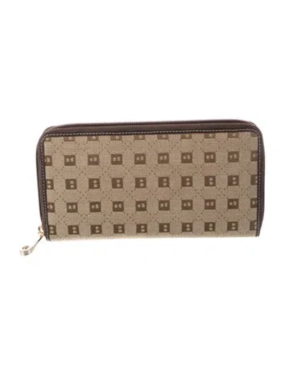 Pre-owned Bally Canvas Patterned Continental Wallet In Brown