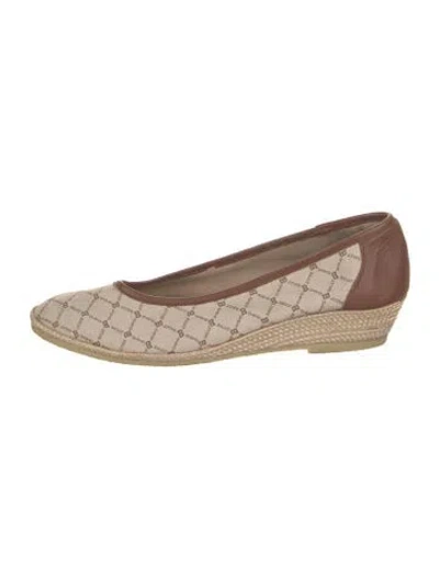 Pre-owned Bally Canvas Patterned Pumps In Neutral