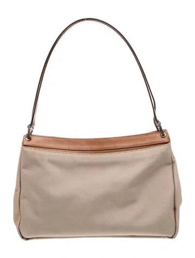 Pre-owned Bally Canvas Shoulder Bag In Neutrals