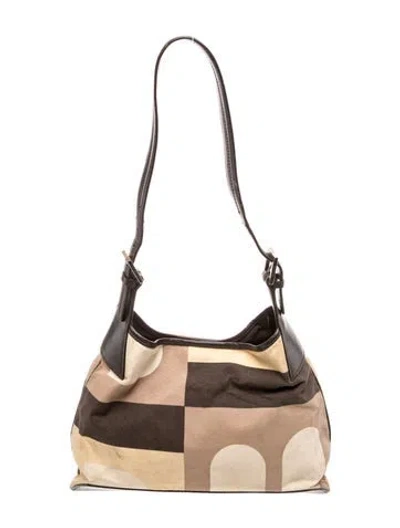 Pre-owned Bally Canvas Shoulder Bag Vintage In Brown